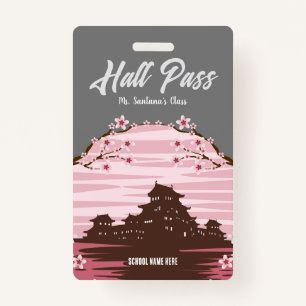 Pink Blossom Hall Pass Badge