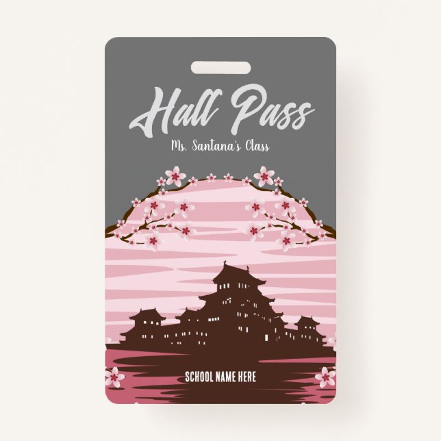 Pink Blossom Hall Pass Badge (Front)