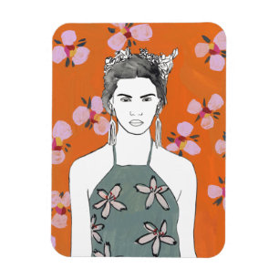 Pink Blossom Lady - Orange Magnet