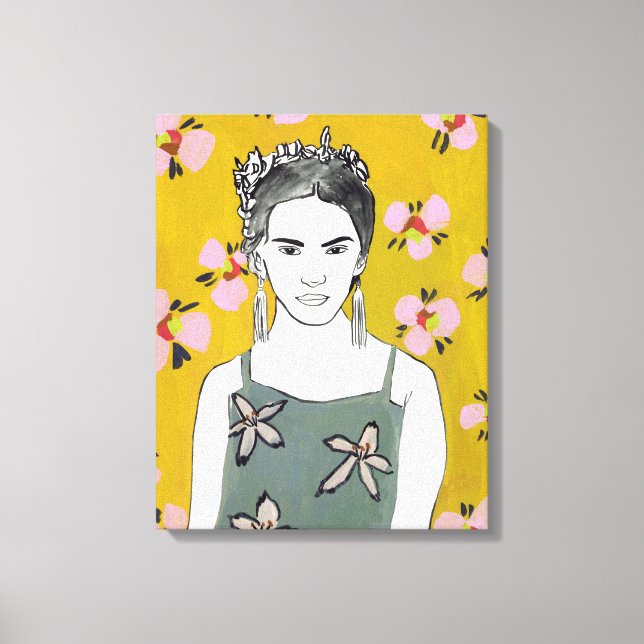 Pink Blossom Lady - Yellow Canvas Print (Front)