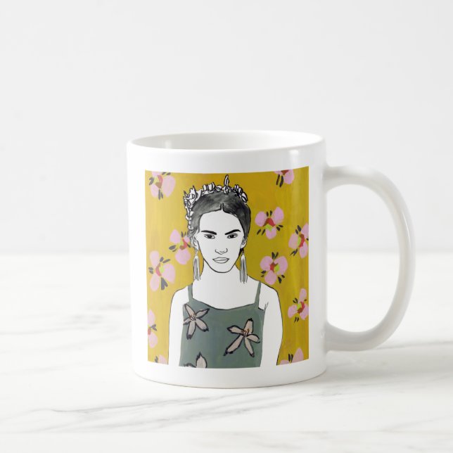 Pink Blossom Lady - Yellow Coffee Mug (Right)