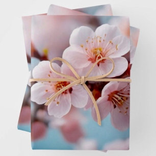 Pink Blossom Ma Wrapping Paper Flat Sheet Set of 3