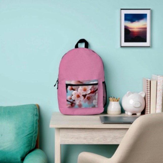 Pink Blossom Magic  Printed Backpack (Stylish backpack that celebrates Mom—practical, thoughtful, and perfect for daily use.
)