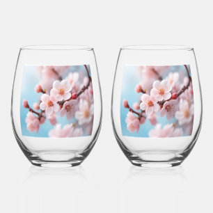 Pink Blossom Magic Stemless Wine Glass