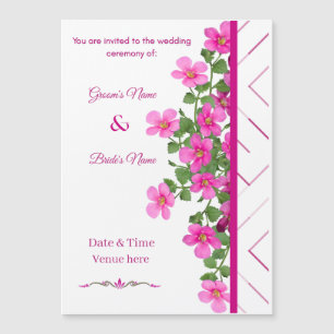 Pink Blossom Minimalist Wedding  Magnetic Invitation