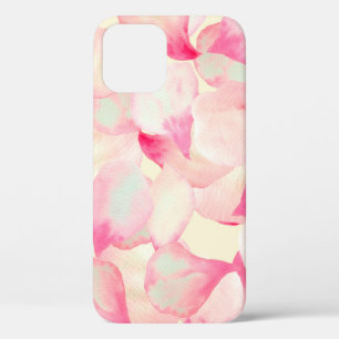 Pink Blossom Nature. Black Watercolor Nature. Red iPhone 12 Case