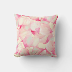 Pink Blossom Nature. Black Watercolor Nature. Red Throw Pillow