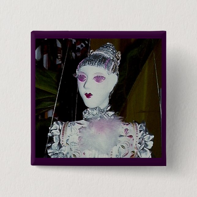 Pink blossom portrait 2 inch square button (Front)