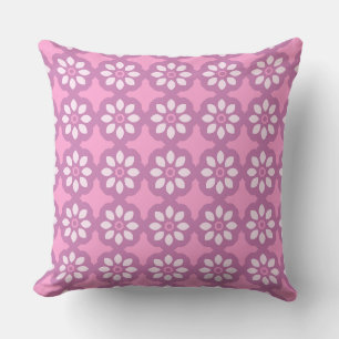 Pink Blossom Retro Throw Pillow