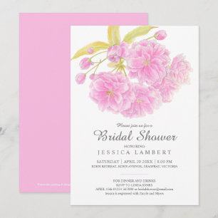 Pink blossom spring floral bridal shower invites