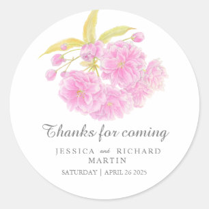 Pink blossom spring thank you wedding sticker