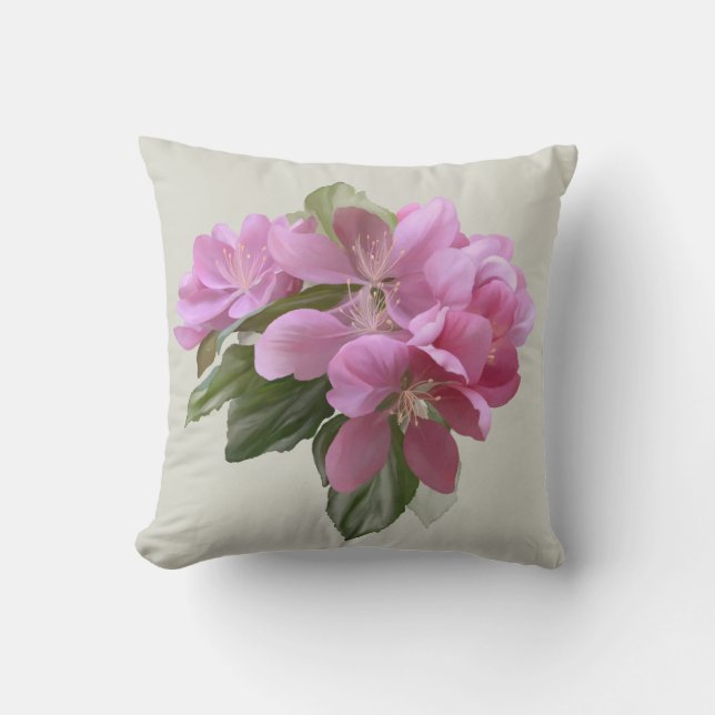 Pink Blossom Throw Pillow (Front)