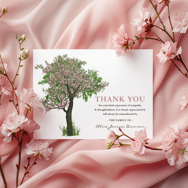 Pink Blossom Tree | Funeral Thank You Card (Creator Uploaded)