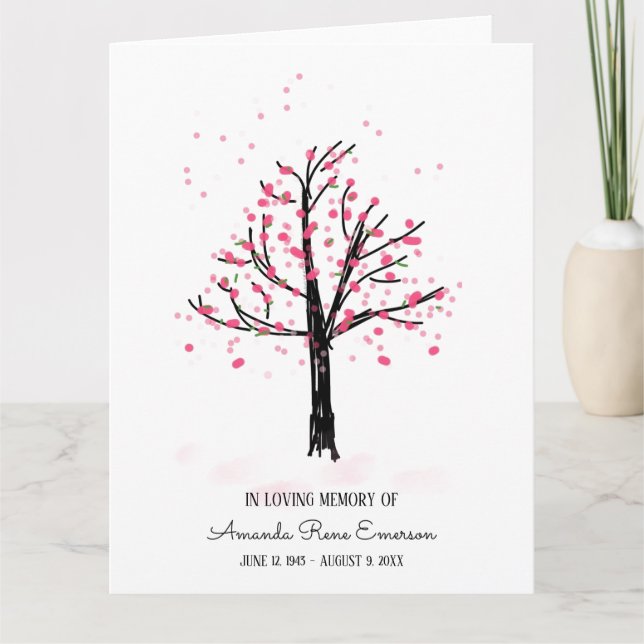 Pink Blossom Tree In Loving Memory Sympathy Card (Front)