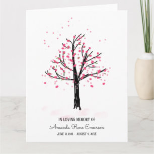 Pink Blossom Tree In Loving Memory Sympathy Card