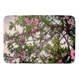 Pink Blossom Tree Watercolour, Memory Foam Bathmat