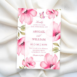 Pink blossom wedding  invitation