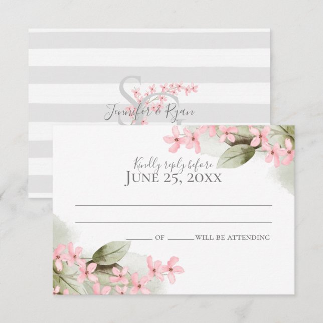 Pink Blossom Wedding Response Invitation (Front/Back)