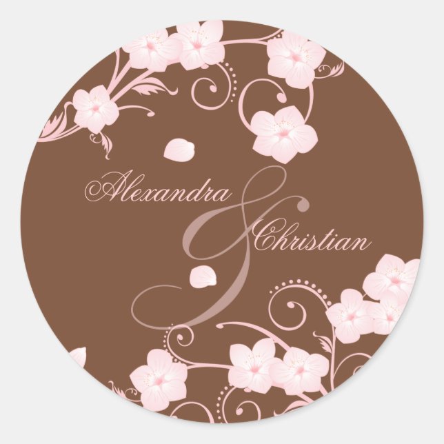 Pink Blossom Wedding Save The Date Announcement Classic Round Sticker (Front)