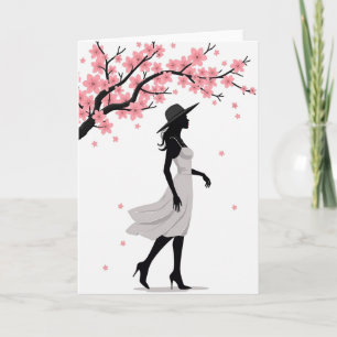 Pink Blossom Woman Art Card