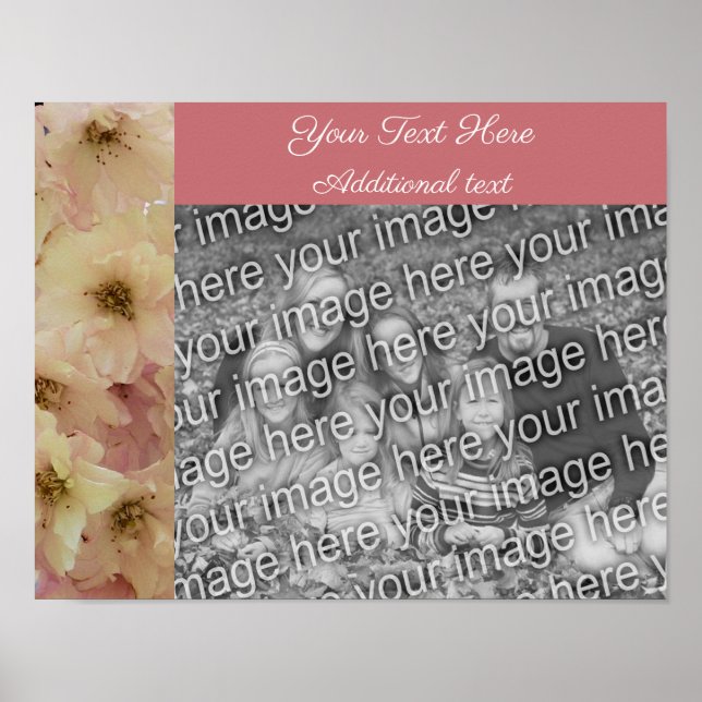 Pink Blossoms Frame Personalized Add Your Photo Poster (Front)