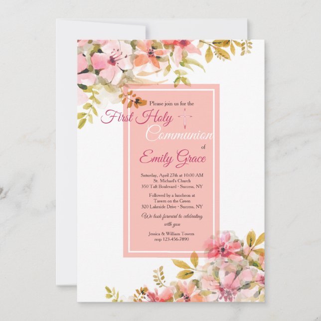 Pink Blossoms Invitation (Front)