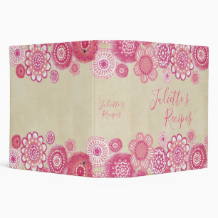 Pink Blossoms Personalized Recipe Book Binder