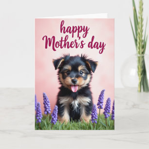 Pink Blossoms Puppy Love Card