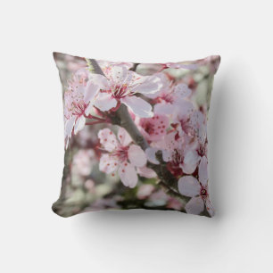 Pink Blossoms Red Stems. Throw Pillow