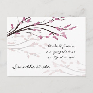 Pink Blossoms Save the Date Postcard