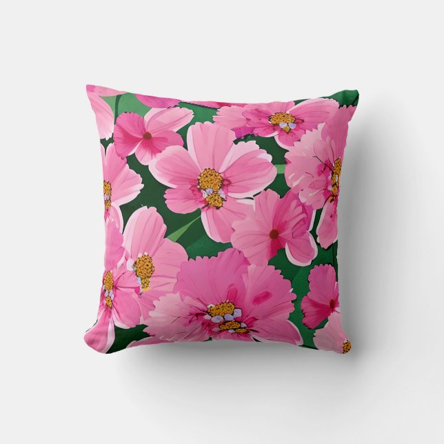Pink Blossoms Throw Pillow (Front)