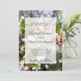 Pink blossoms wedding invitation