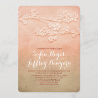 Pink blossoms wedding invites