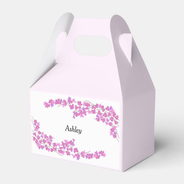 Pink Blossoms with Name Favor Box (Front Side)