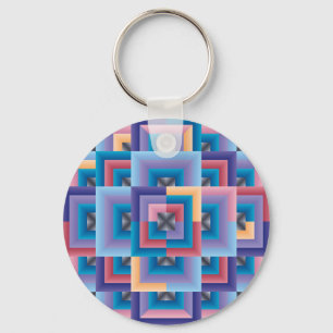 Pink Blue Abstract Keychain
