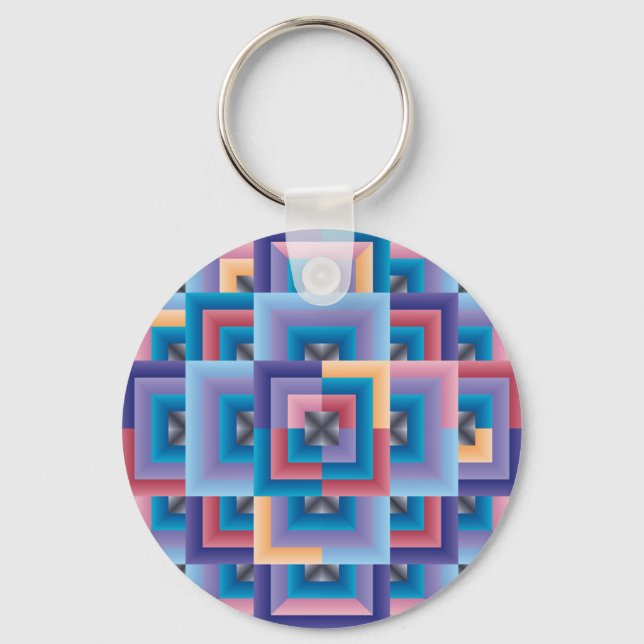 Pink Blue Abstract Keychain (Front)