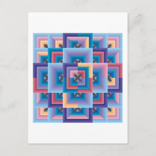 Pink Blue Abstract Postcard