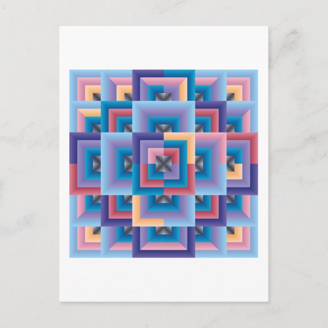Pink Blue Abstract Postcard (Front)
