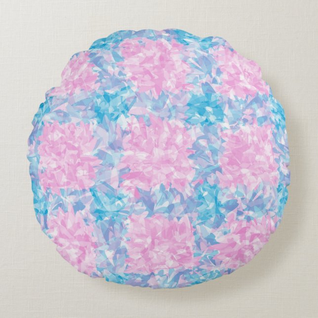 Pink Blue Abstract Seamless Pattern Round Pillow (Front)