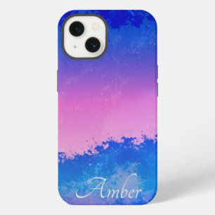 Pink Blue Abstract Sunset Ocean Splash Personalize iPhone 13 Case