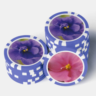 Pink & Blue African Violets Flowers Poker Chips