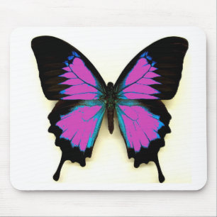 Pink, Blue and Black Butterfly Mouse Pad