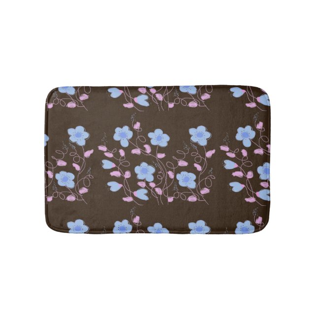 Pink Blue And Chocolate Brown Bath Mat (Front)