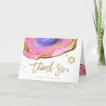 Pink Blue and Gold Geode | Bat Mitzvah Thank You Card<br><div class="desc">This elegant,  modern Bat Mitzvah thank you card features trendy pink and blue watercolor geode stones with faux gold handwritten script,  Star of David,  and accents.</div>