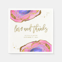 Pink Blue and Gold Geode Wedding Love and Thanks