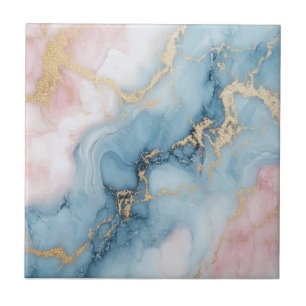Pink, Blue, and Gold Swirls Tile