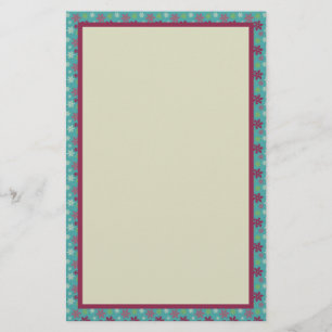 Pink Blue and Green Snowflake Pattern Stationery