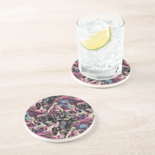 pink blue and grey swirls coaster