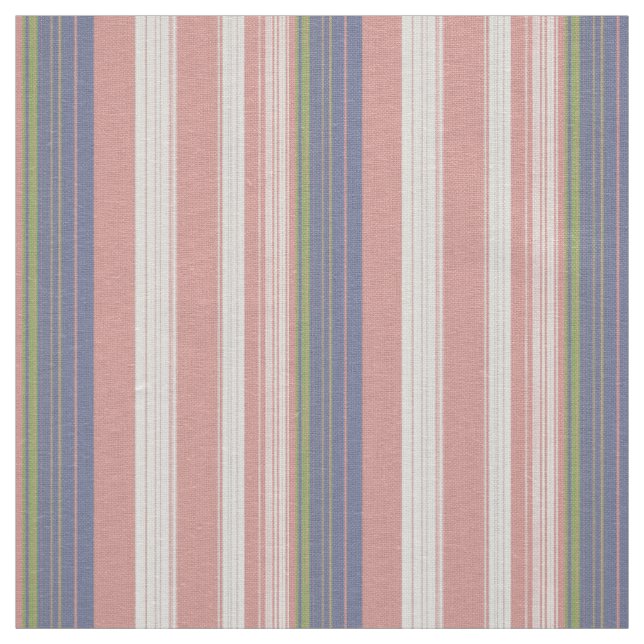 Pink, blue and olive vertical stripes. fabric (Swatch)