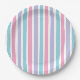 Pink Blue and Purple Candy Stripes  Paper Plate